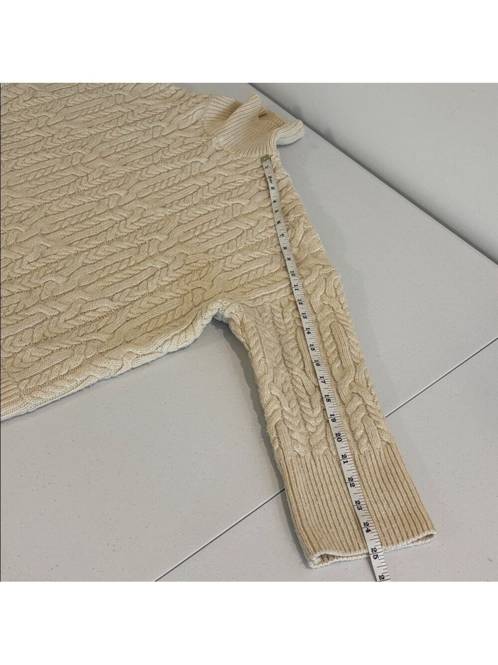 ZARA cable knit sweater When Harry Met Sally style ecru cream medium oversized - Picture 14 of 15